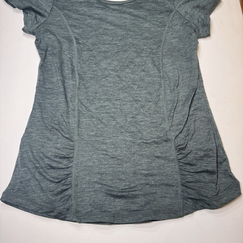 Gaiam Gray Heather Ruched Yoga Athletic Top Open Back Womens Medium - Picture 3 of 7